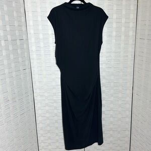 Old Navy Cap Sleeve Funnel Neck Black Ruched Maxi Dress Size XL